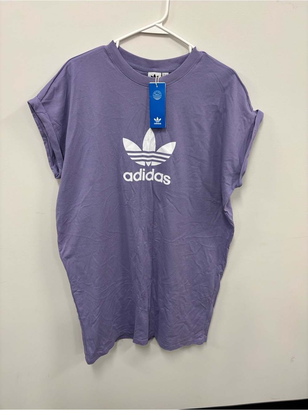NEW adidas Lavender Trefoil Logo T-Shirt Dress - Picture 3 of 5